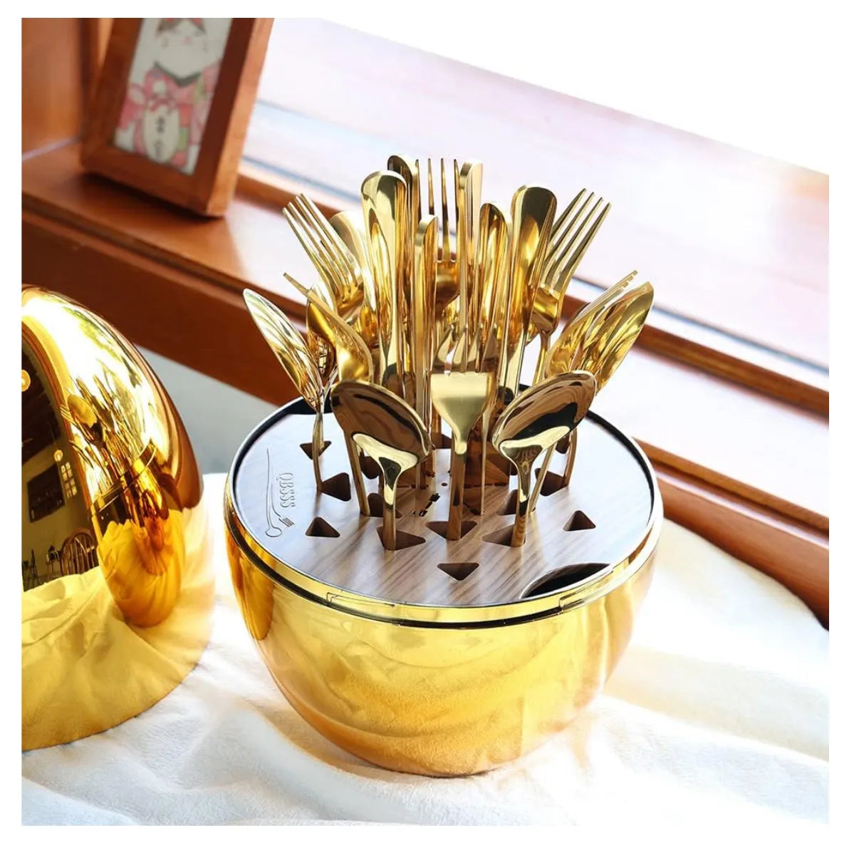 Set de Cubiertos 24 Piezas con Cubierta y Escurridera – ¡Estilo y Organización para Tu Cocina!