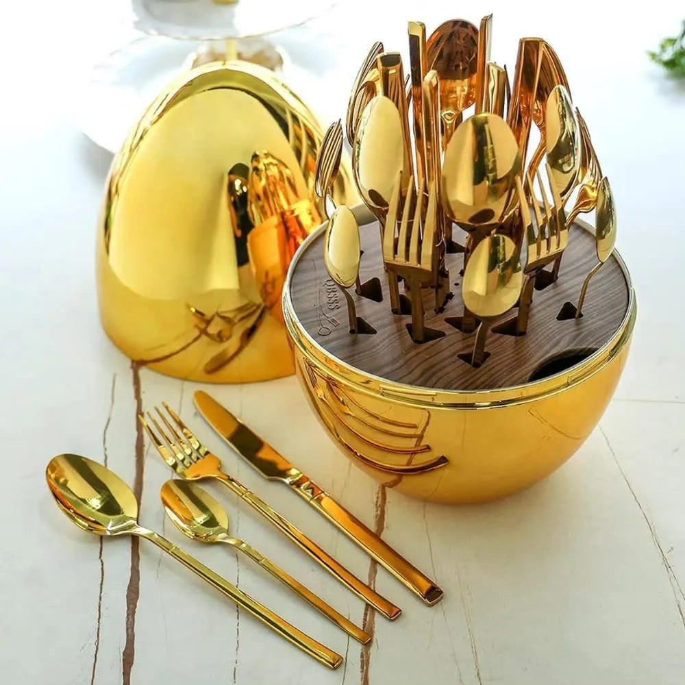 Set de Cubiertos 24 Piezas con Cubierta y Escurridera – ¡Estilo y Organización para Tu Cocina!