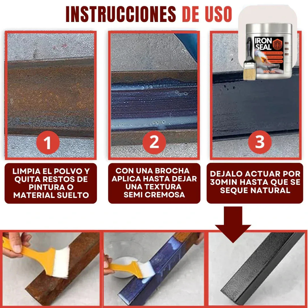 Iron Seal Restaurador de Metal – Promoción 2x1 (¡Y Llévate Dos Brochas Profesionales GRATIS!) 🔥