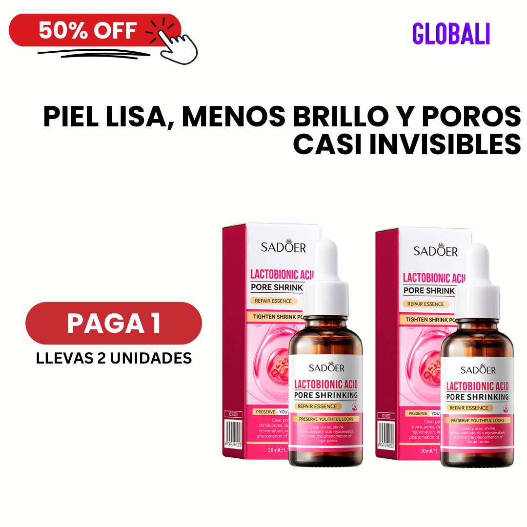2X1 Sérum Facial SADOER® Acido Lactobionico Reducción de Poros