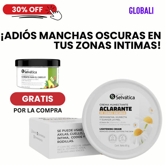 Crema Aclarante De Zonas Oscuras: Puedes usarlo en axilas, cuello, zona íntima, codos y rodillas. ¡Lleva Gratis un Tratamiento Capilar!