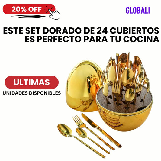 Set de Cubiertos 24 Piezas con Cubierta y Escurridera – ¡Estilo y Organización para Tu Cocina!