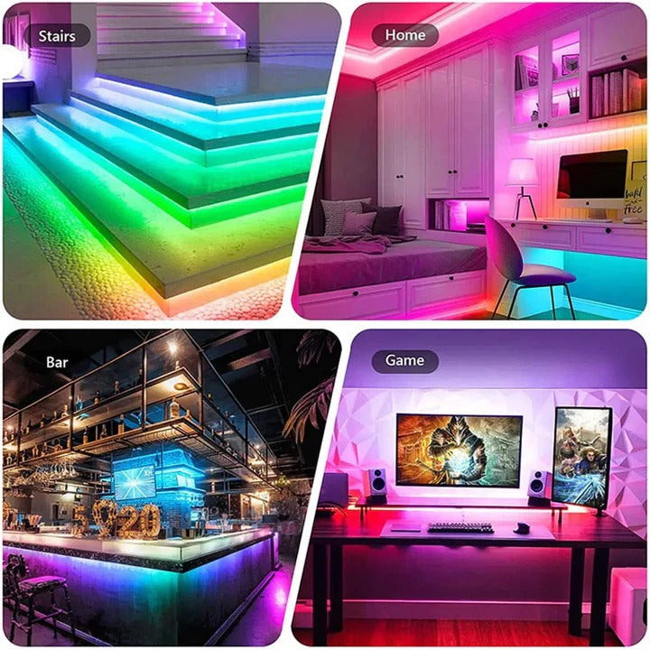 Cinta LED con Bluetooth por 5mts para TV / PC / PAREDES / ESCALERAS